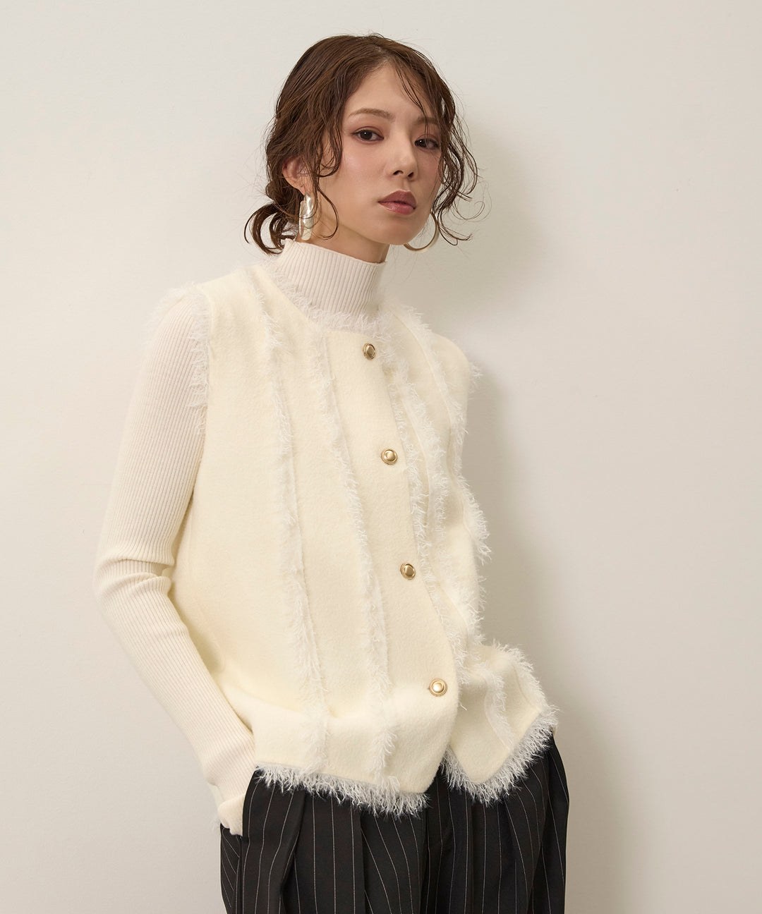 (eliuu)Fringe Knit Vest Top