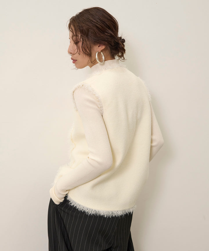 (eliuu)Fringe Knit Vest Top