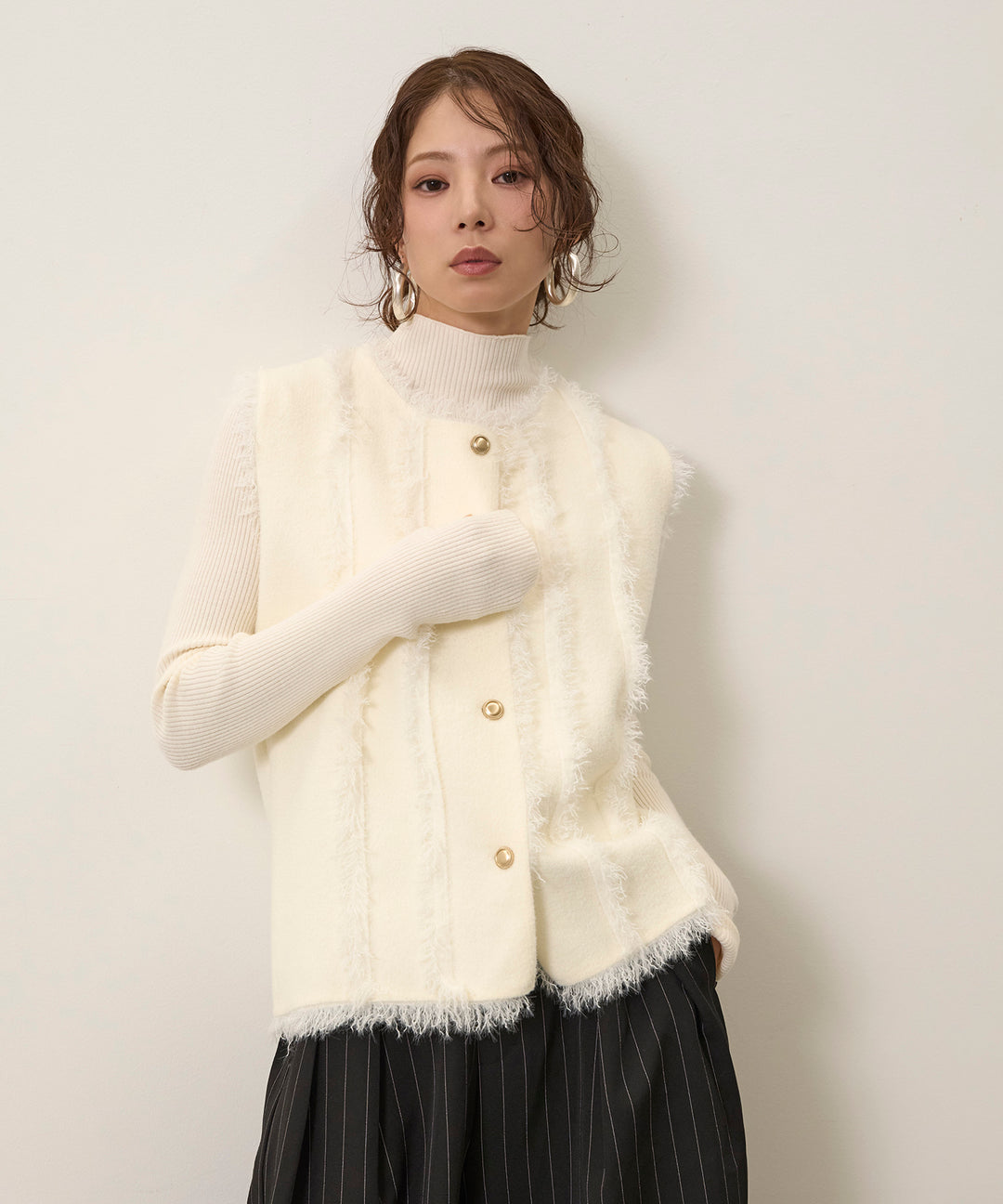 (eliuu)Fringe Knit Vest Top