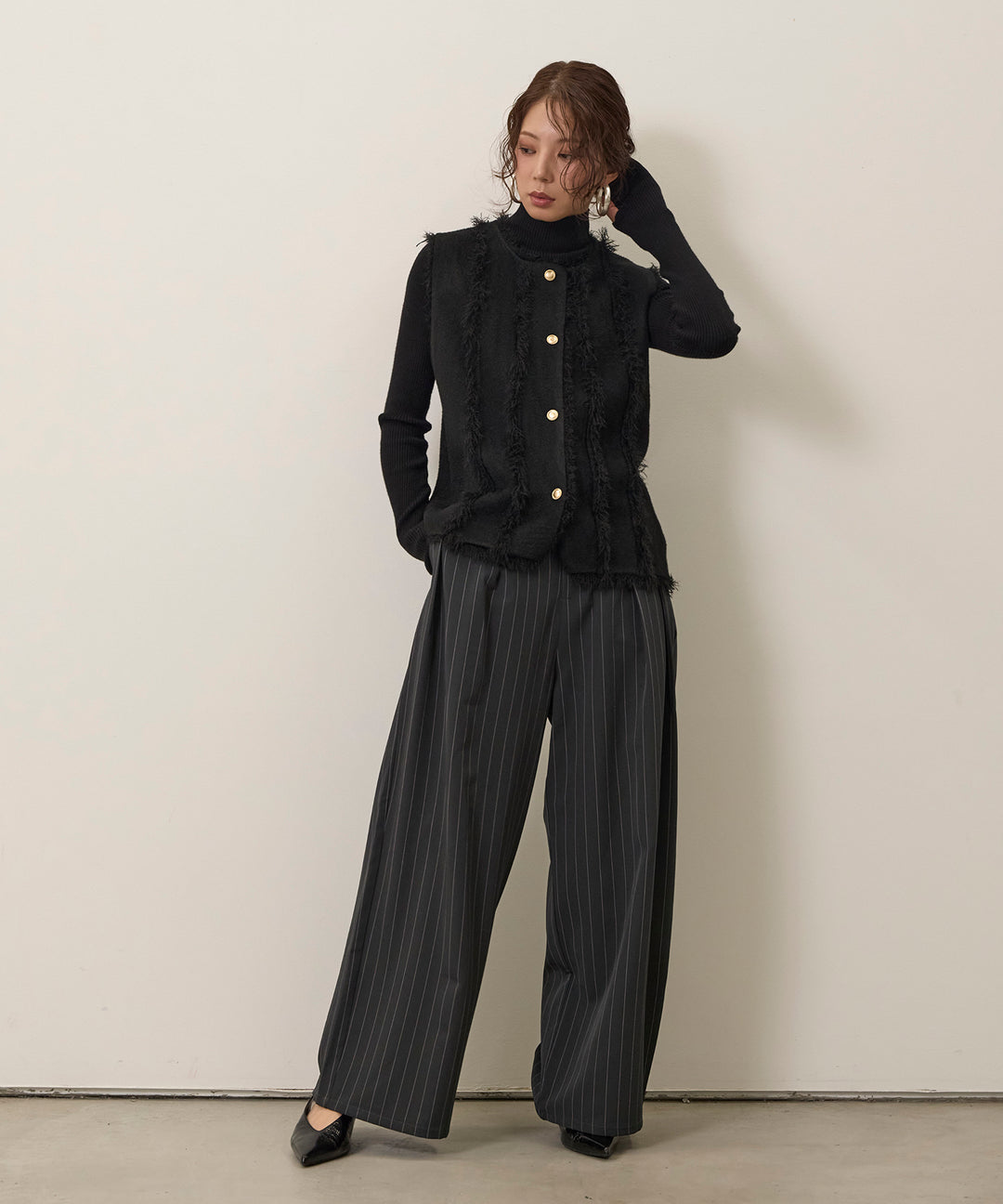 (eliuu)Fringe Knit Vest Top