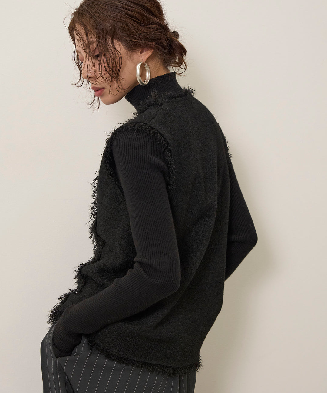 (eliuu)Fringe Knit Vest Top