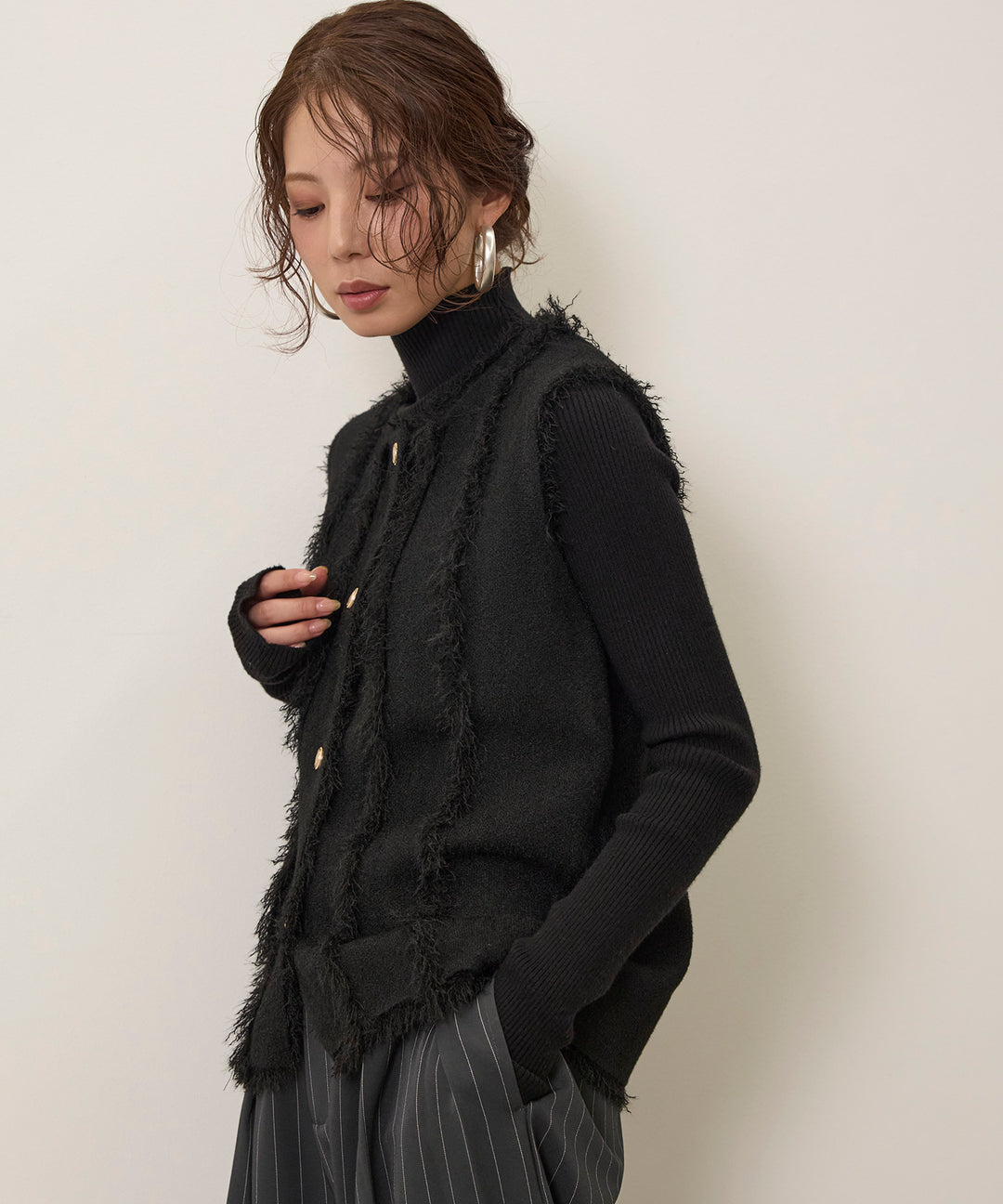 (eliuu)Fringe Knit Vest Top