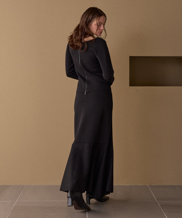 2way Zip Slit Glitter Knit Tops