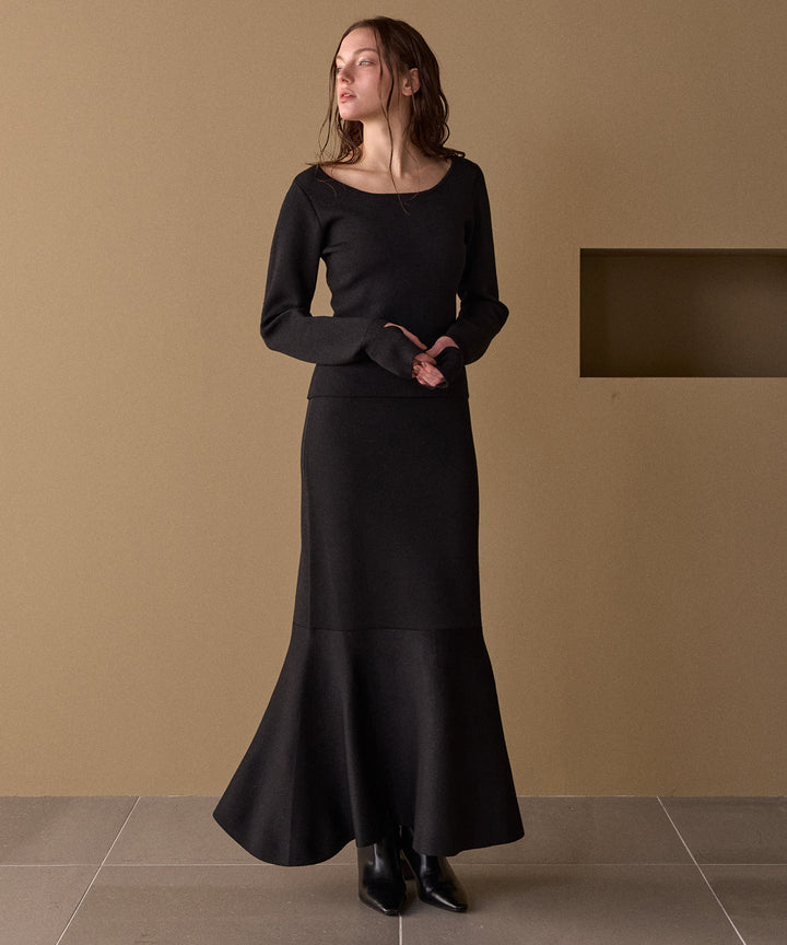 2way Zip Slit Glitter Knit Tops