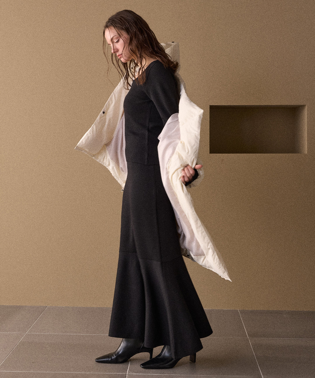 2way Zip Slit Glitter Knit Tops