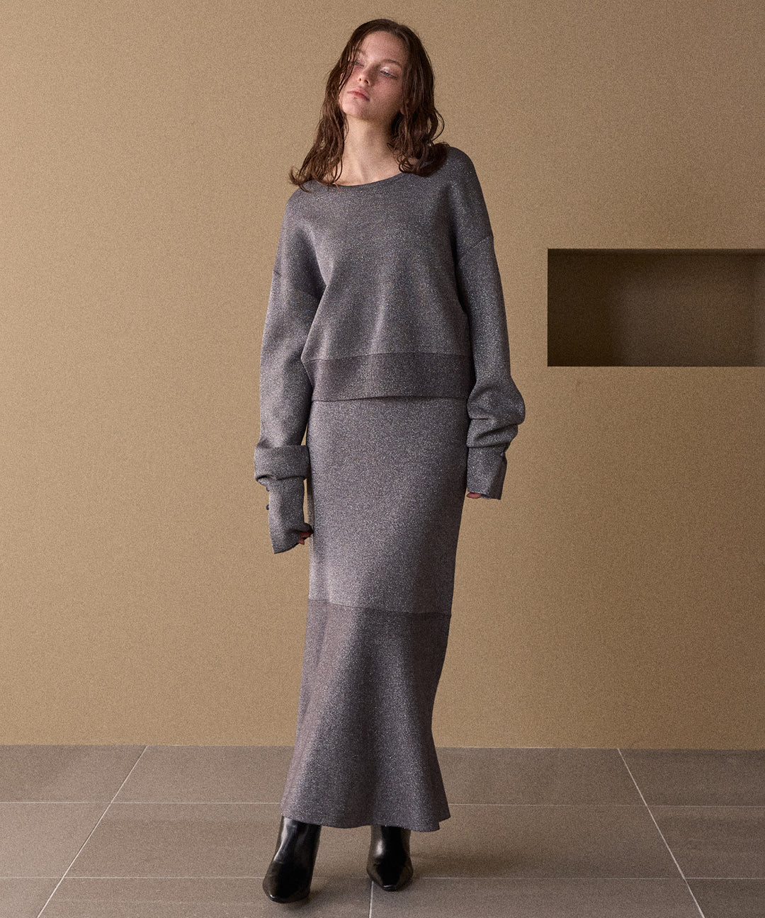 2way Tuck Glitter Knit Tops