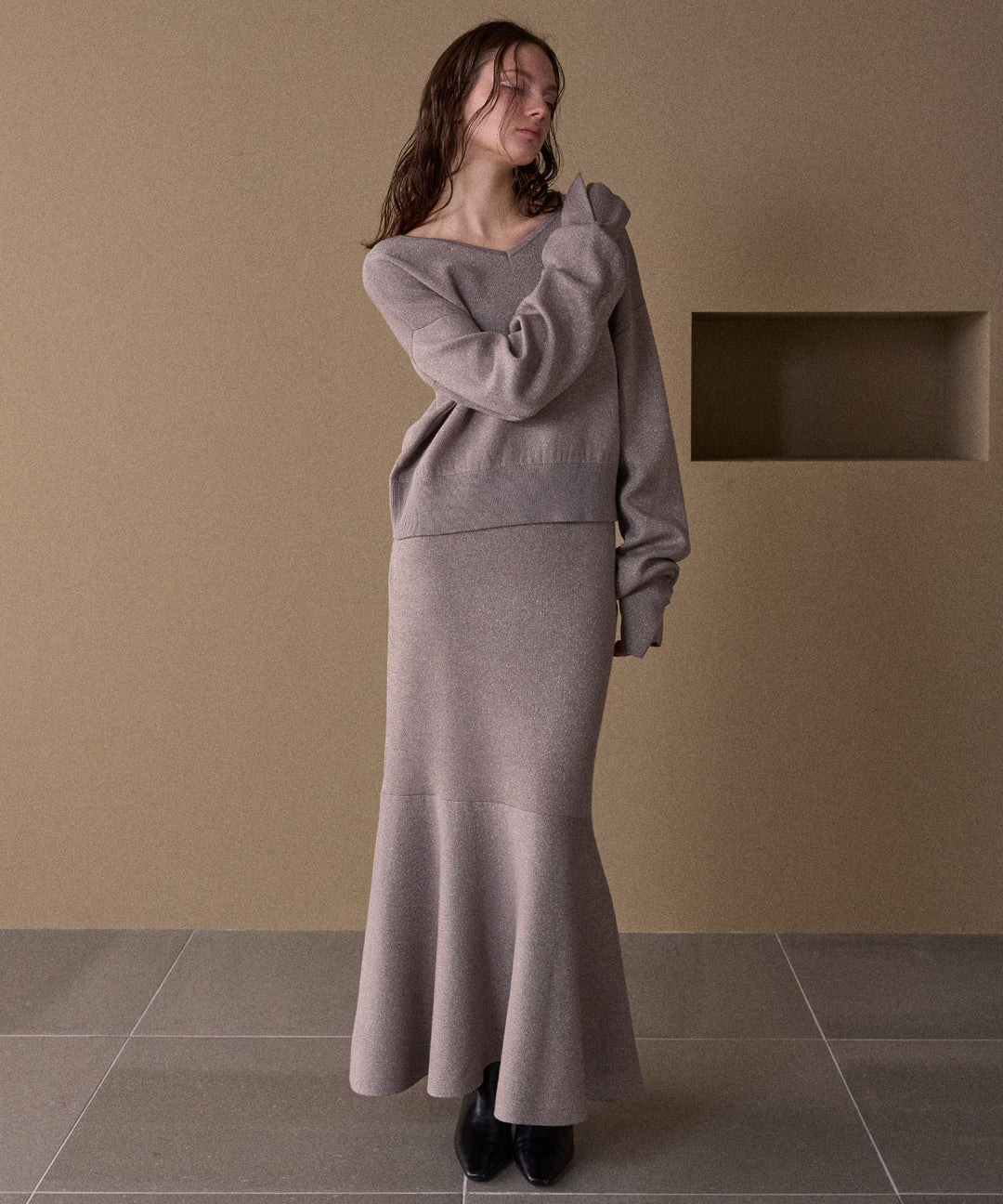 2way Tuck Glitter Knit Tops