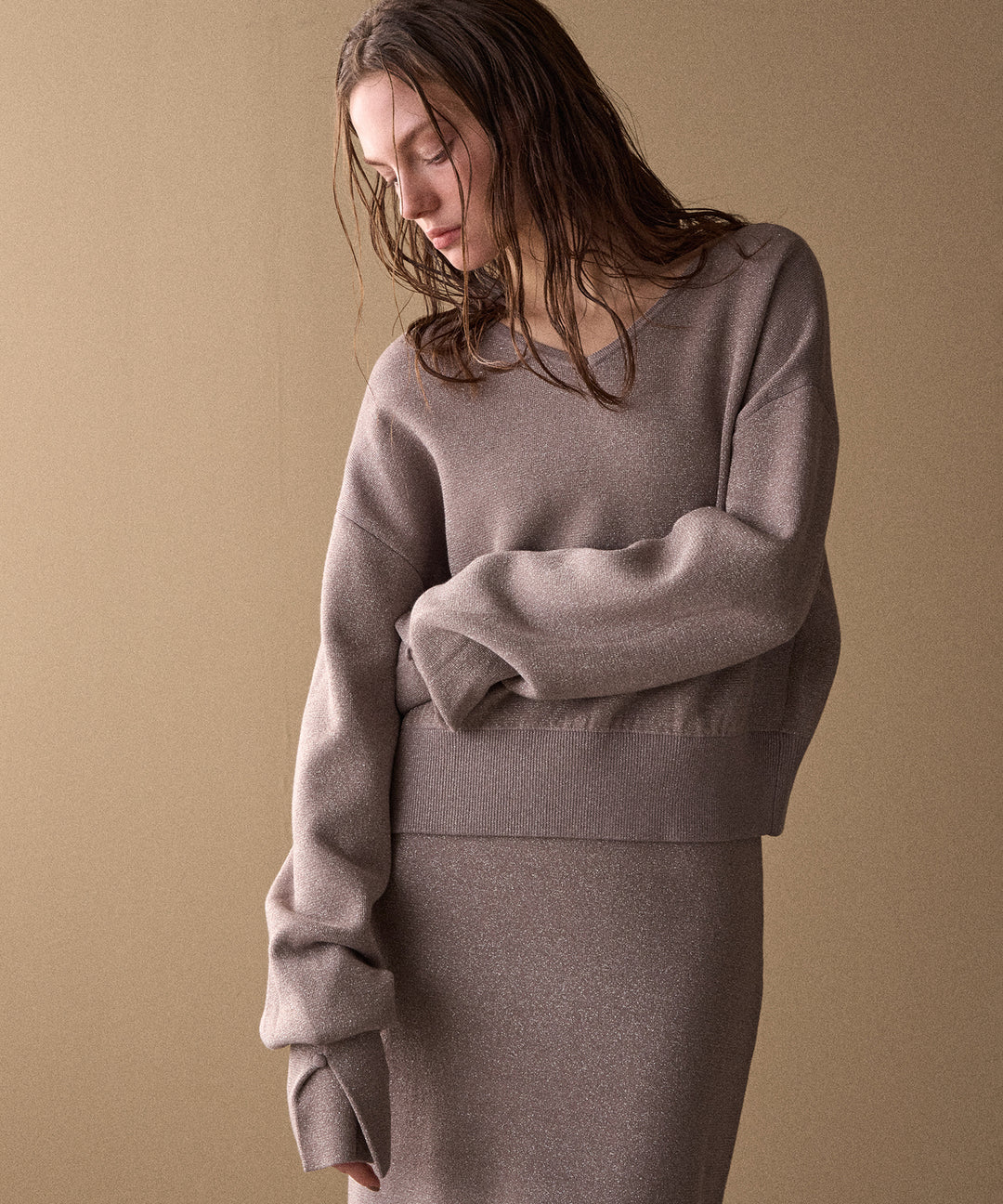 2way Tuck Glitter Knit Tops