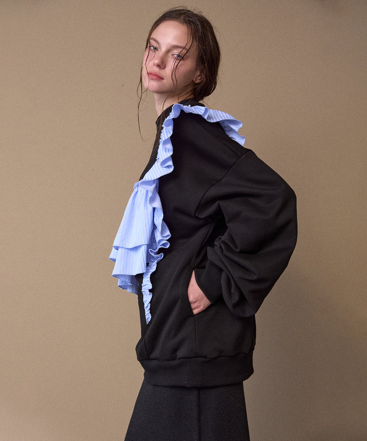 Pinstripe Frill Sweat Pull Over