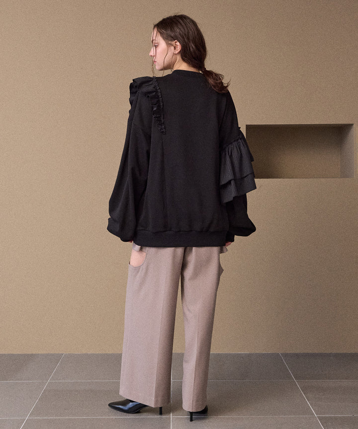 Pinstripe Frill Sweat Pull Over