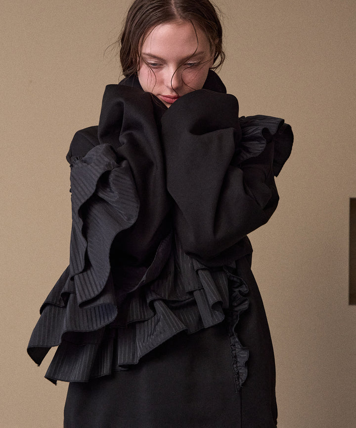 Pinstripe Frill Sweat Pull Over