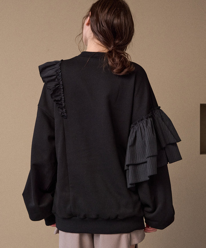 Pinstripe Frill Sweat Pull Over