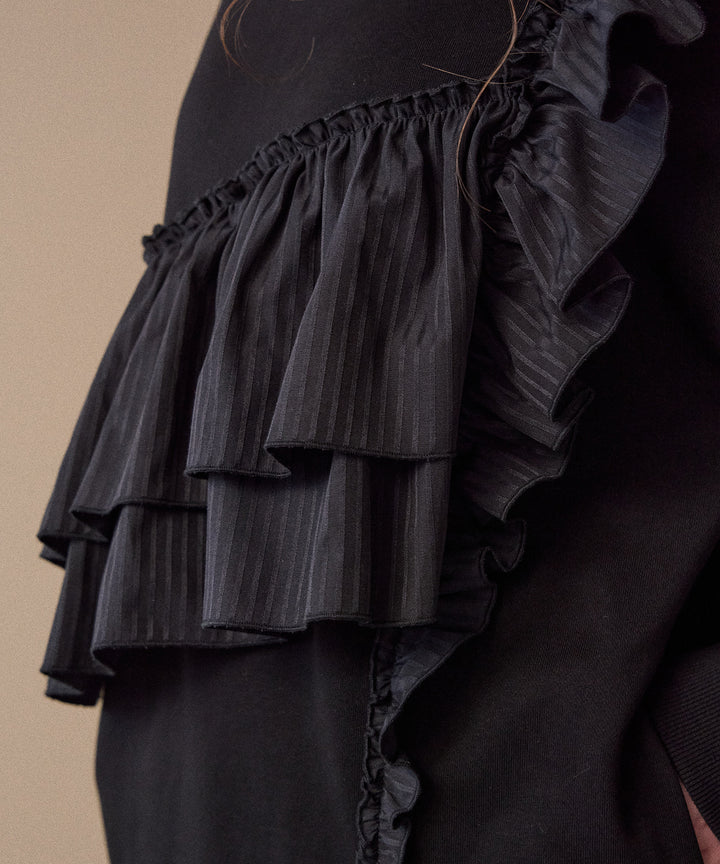 Pinstripe Frill Sweat Pull Over