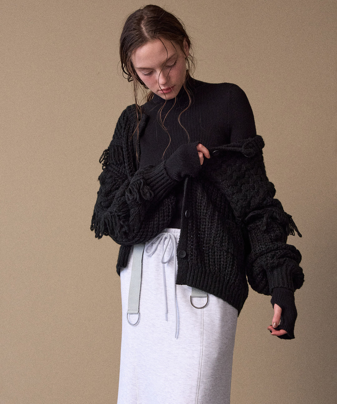 Fringe Spot Knit Cardigan