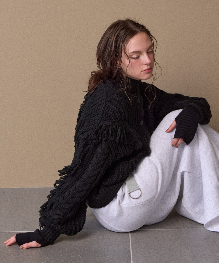 Fringe Spot Knit Cardigan