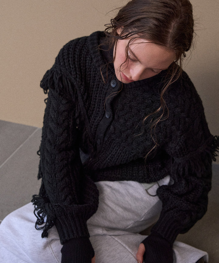 Fringe Spot Knit Cardigan