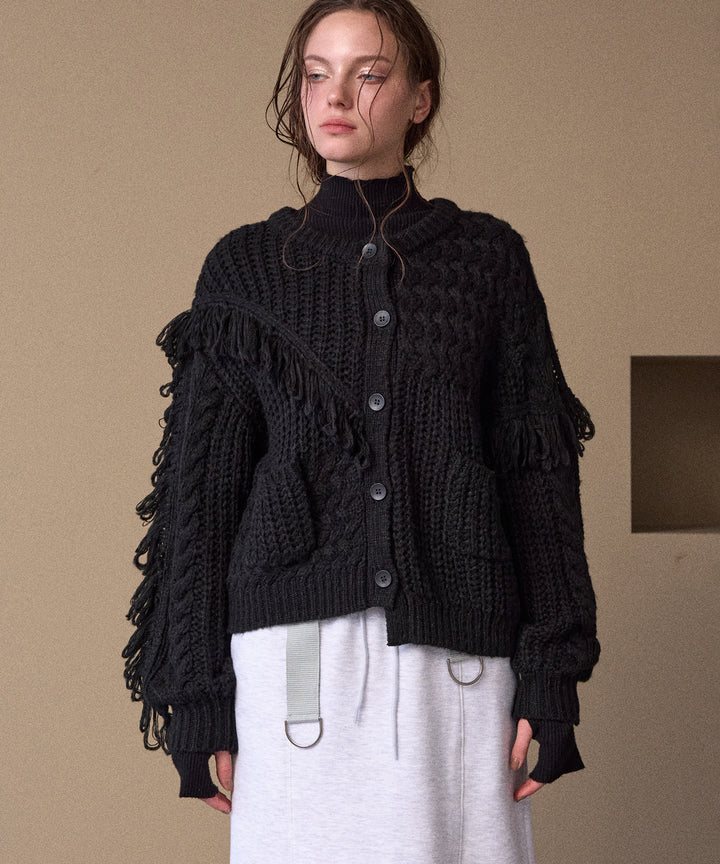 Fringe Spot Knit Cardigan