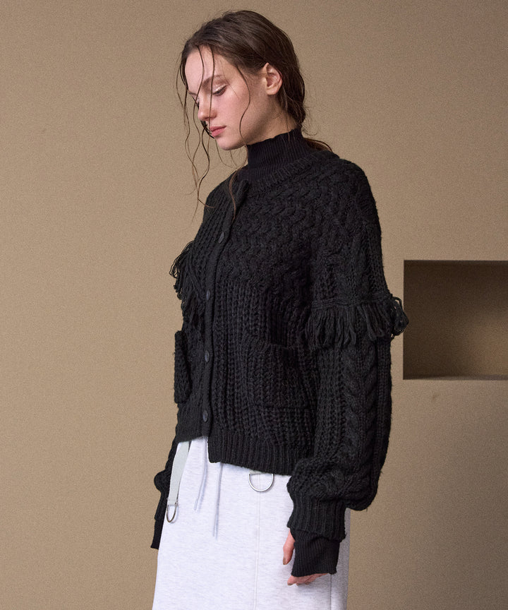 Fringe Spot Knit Cardigan