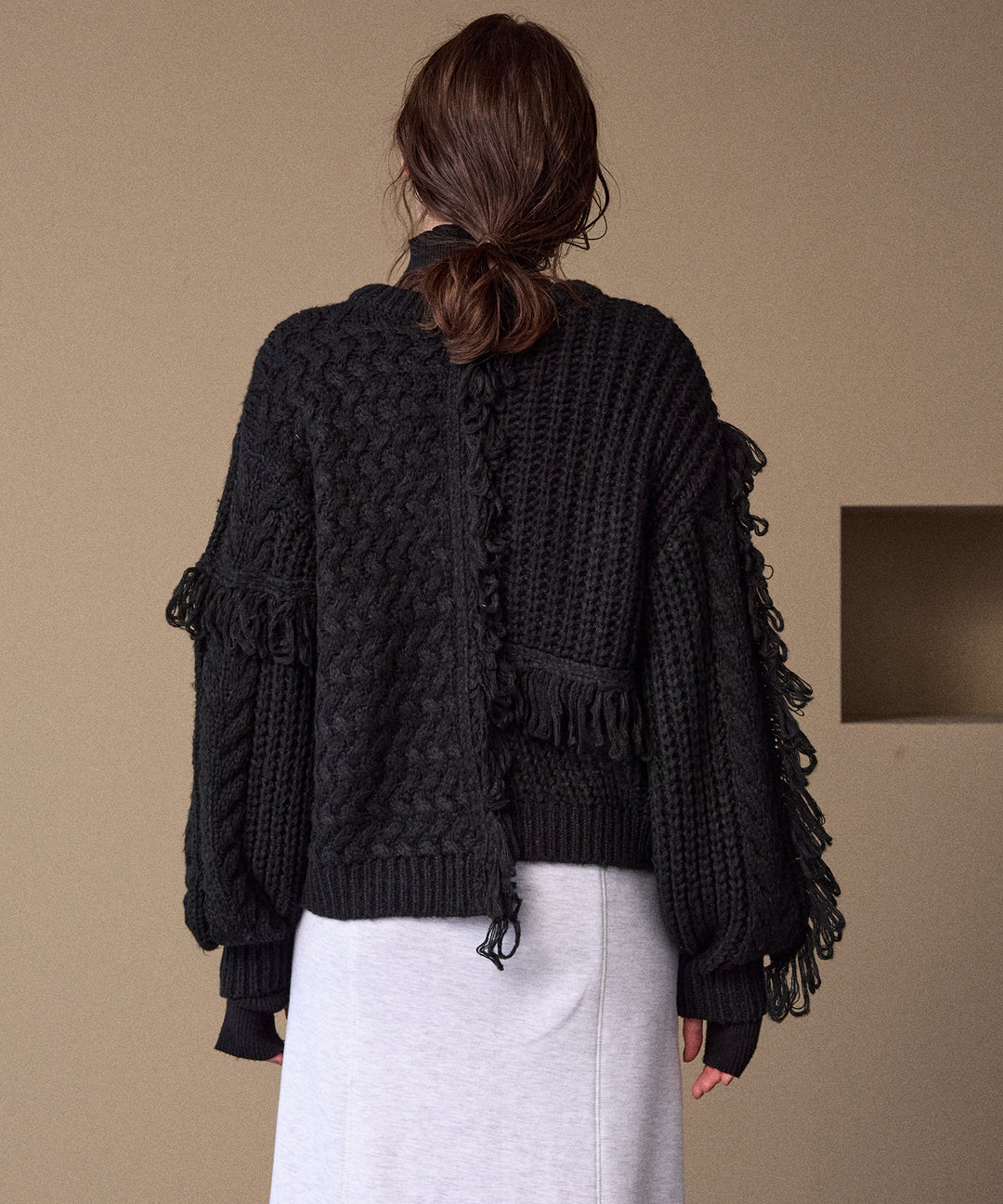 Fringe Spot Knit Cardigan