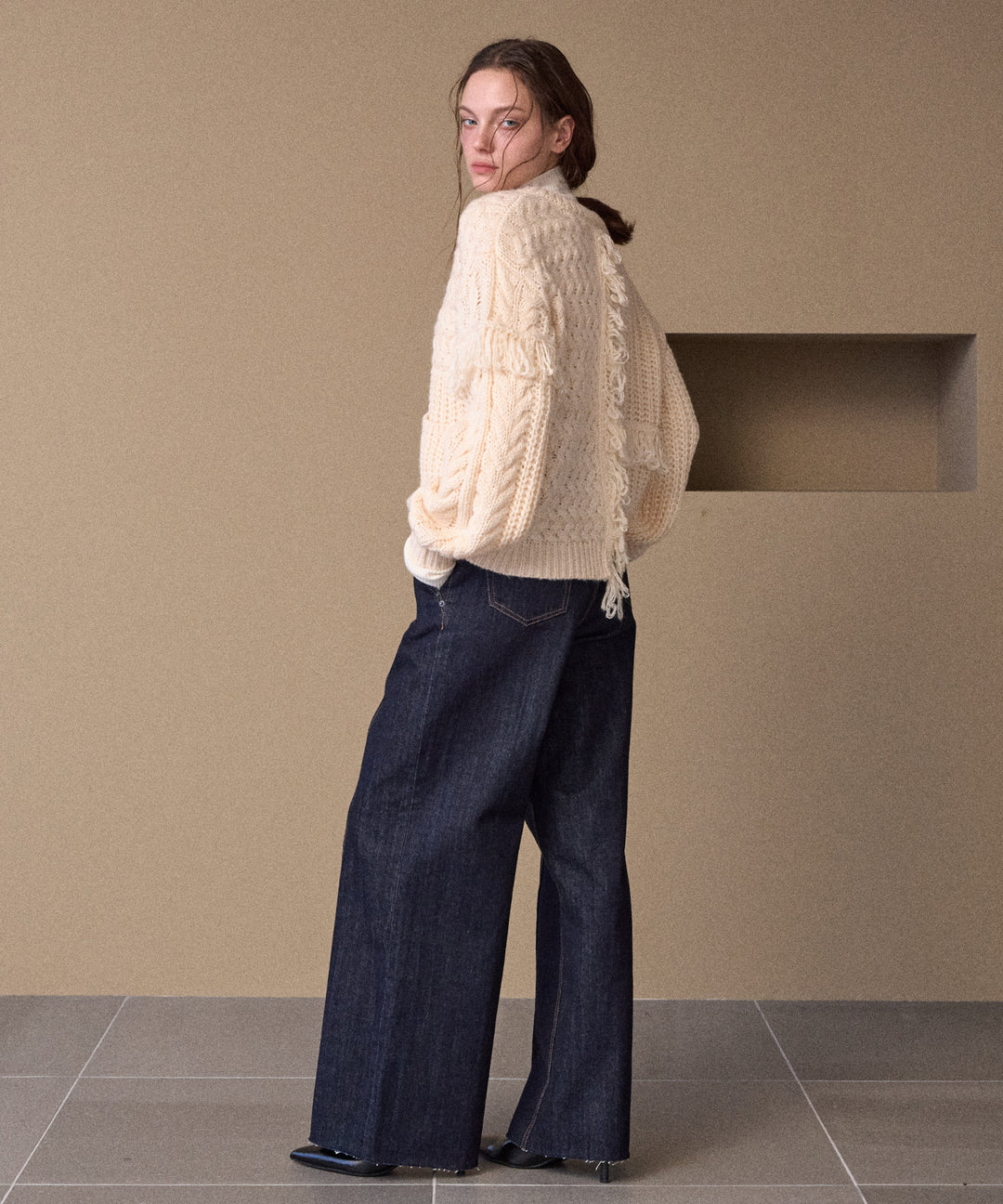 Fringe Spot Knit Cardigan