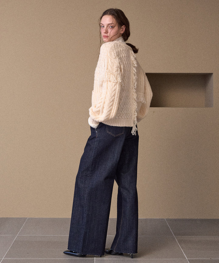 Fringe Spot Knit Cardigan