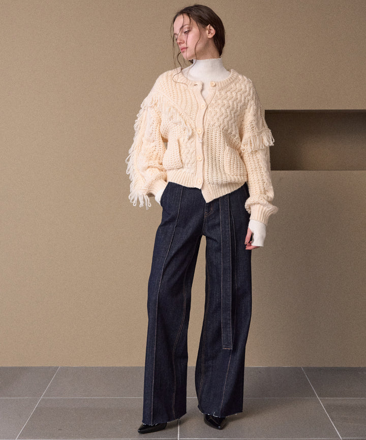 Fringe Spot Knit Cardigan