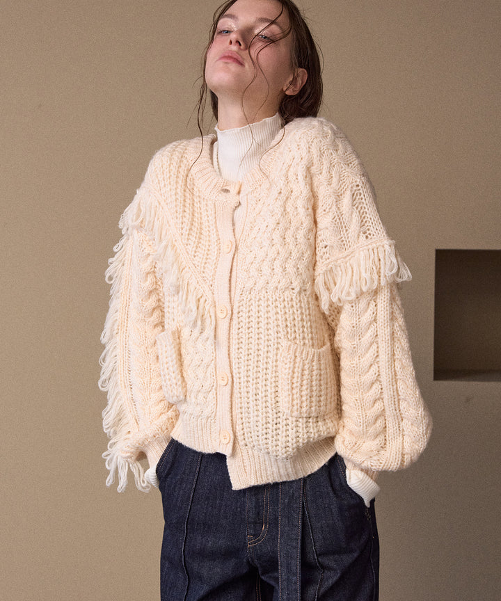 Fringe Spot Knit Cardigan