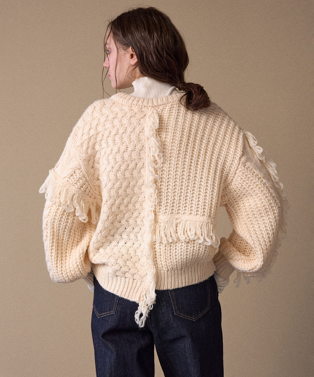 Fringe Spot Knit Cardigan