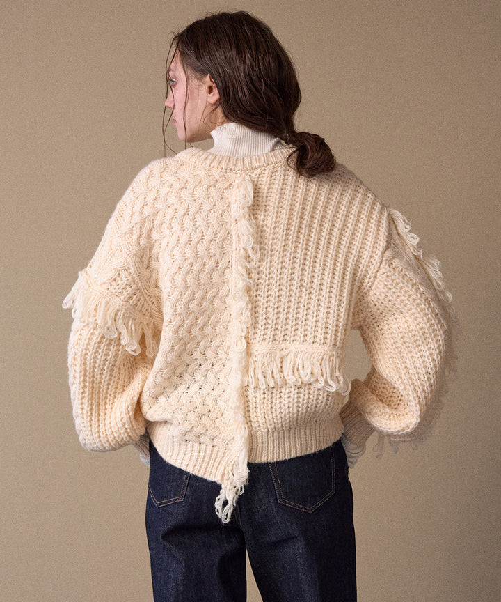 Fringe Spot Knit Cardigan