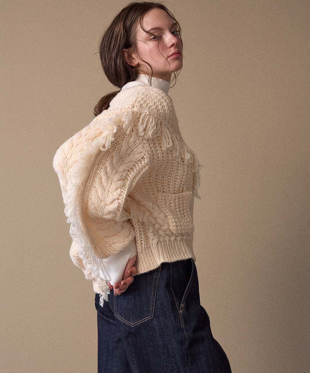 Fringe Spot Knit Cardigan