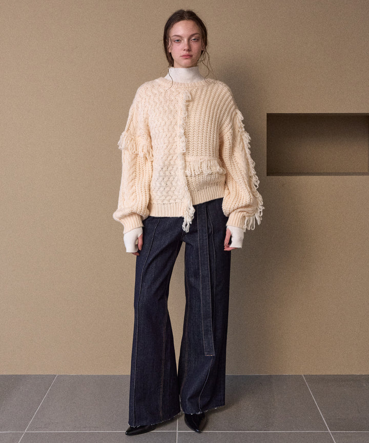 Fringe Spot Knit Cardigan