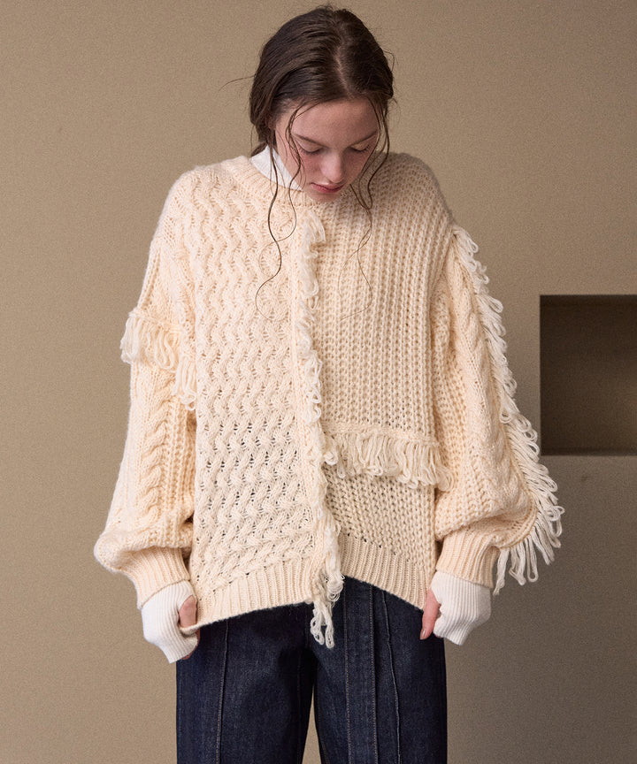 Fringe Spot Knit Cardigan