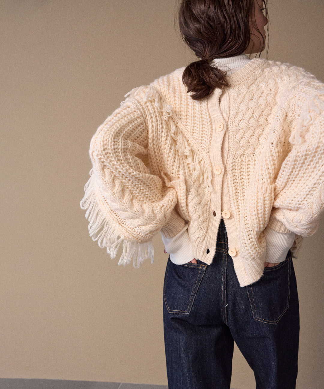 Fringe Spot Knit Cardigan