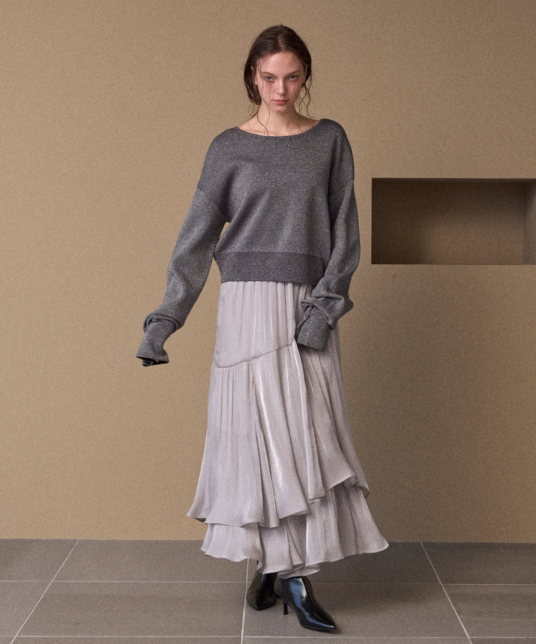 2way Tuck Glitter Knit Tops