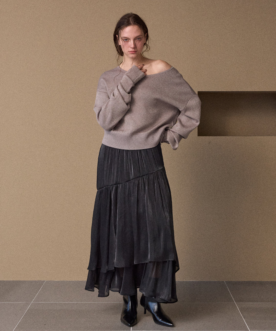 2way Tuck Glitter Knit Tops