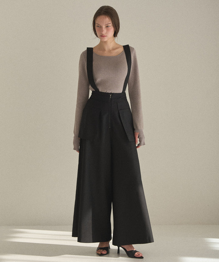 2way Zip Slit Glitter Knit Tops