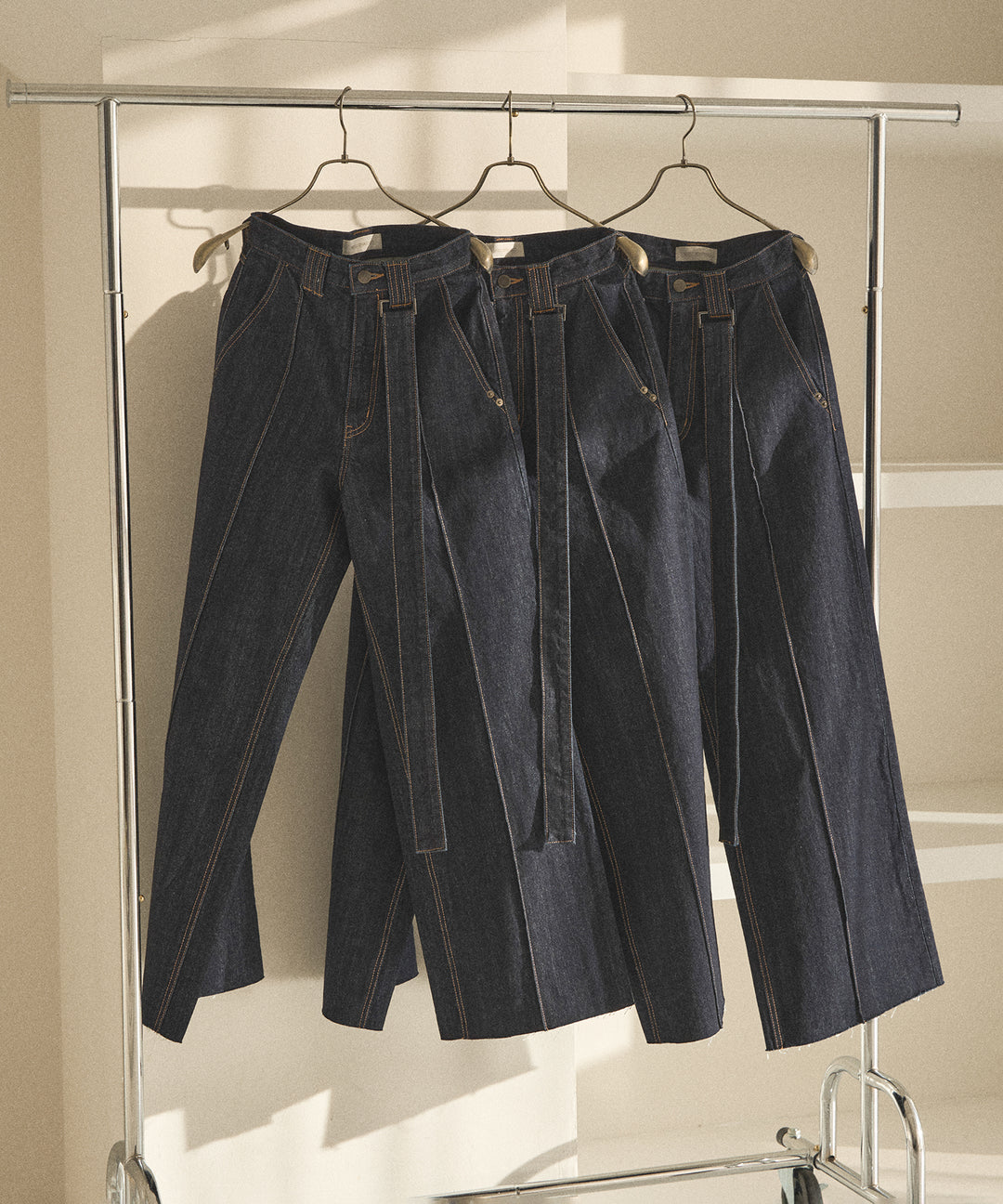 Pintuck Semiwide Jeans