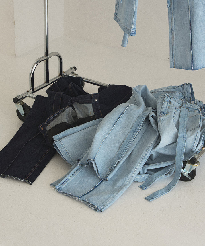 Pintuck Semiwide Jeans