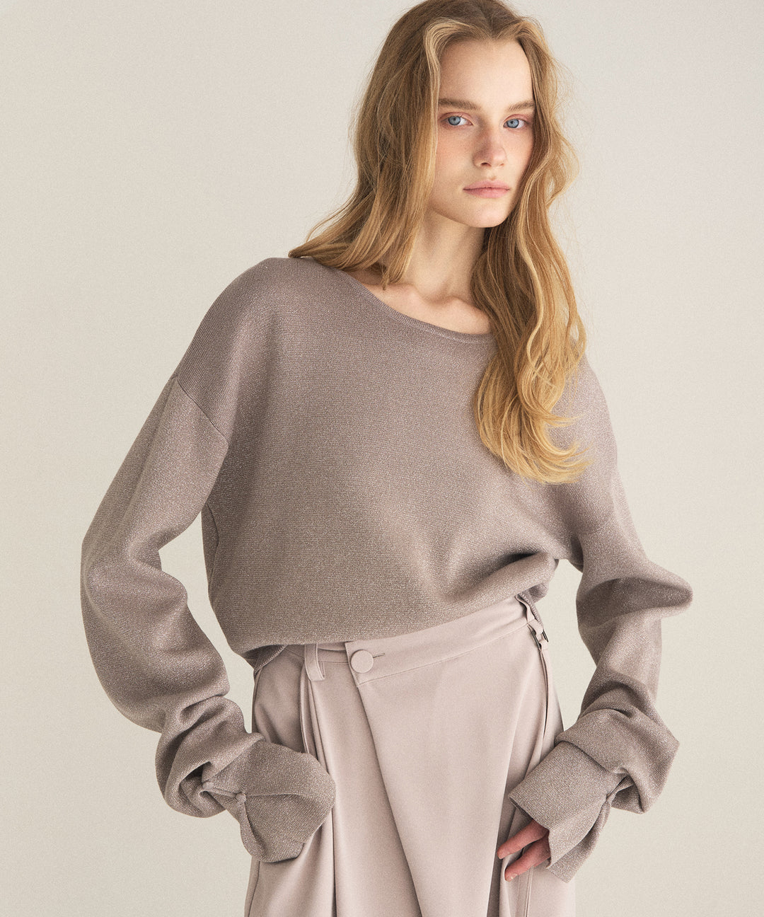 2way Tuck Glitter Knit Tops