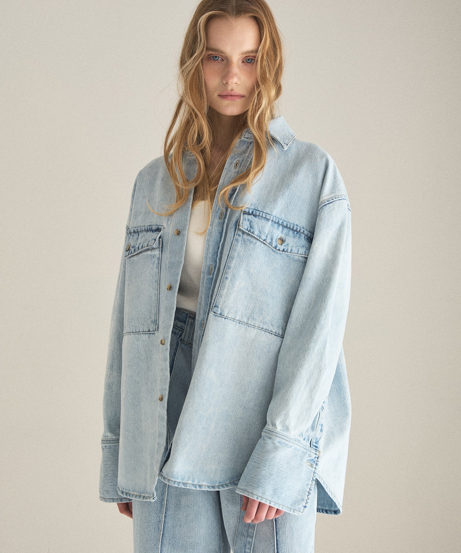 ICE Bleach Denim Shirt Jacket – MIELI INVARIANT