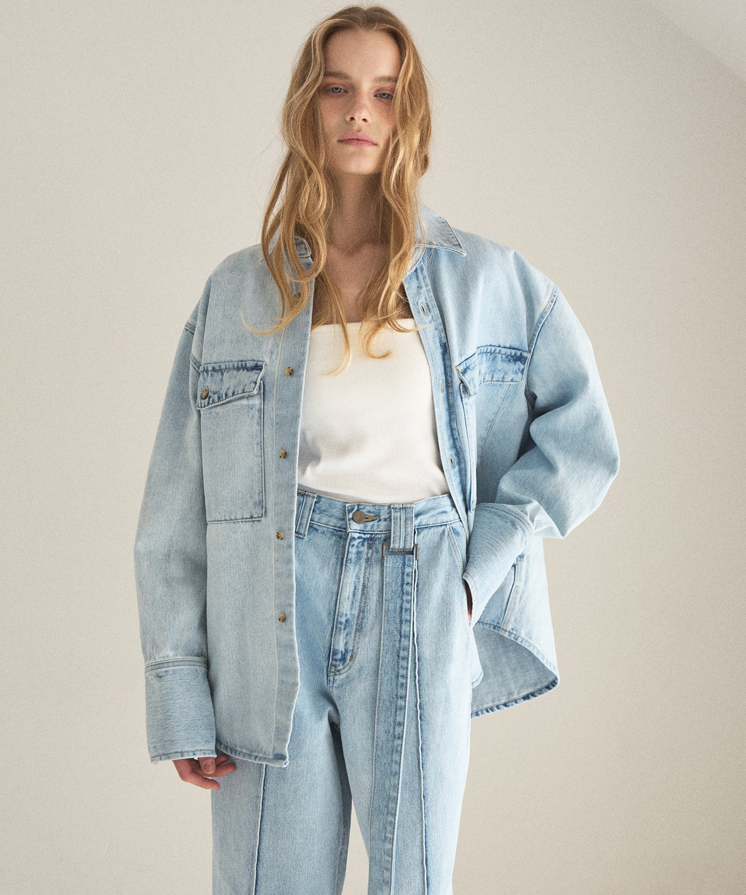 ICE Bleach Denim Shirt Jacket – MIELI INVARIANT