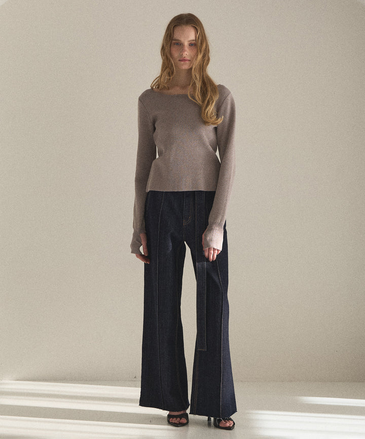 Pintuck Semiwide Jeans