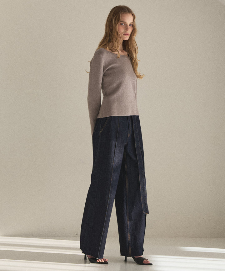 Pintuck Semiwide Jeans