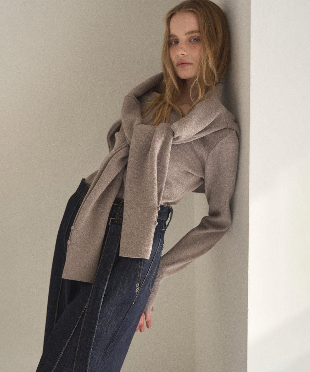 Pintuck Semiwide Jeans