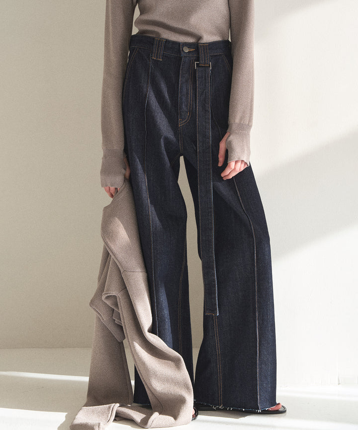 Pintuck Semiwide Jeans