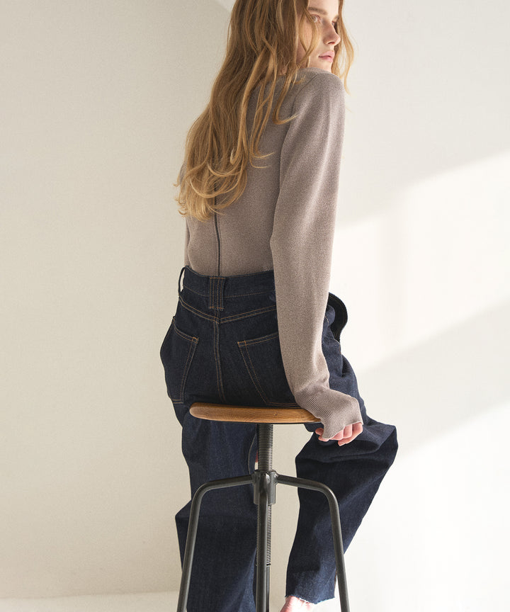 Pintuck Semiwide Jeans