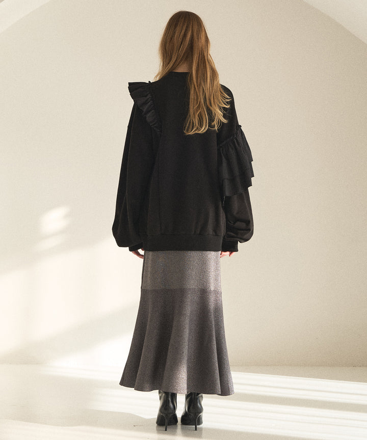 Pinstripe Frill Sweat Pull Over