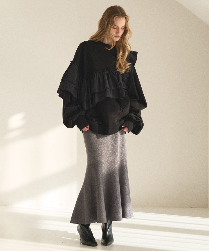 Pinstripe Frill Sweat Pull Over