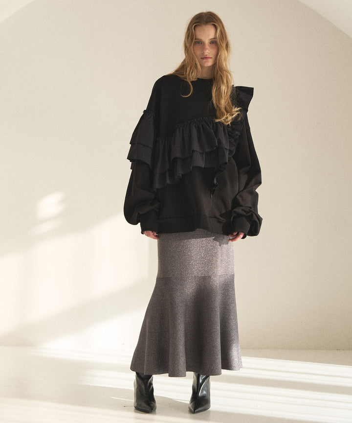 Pinstripe Frill Sweat Pull Over