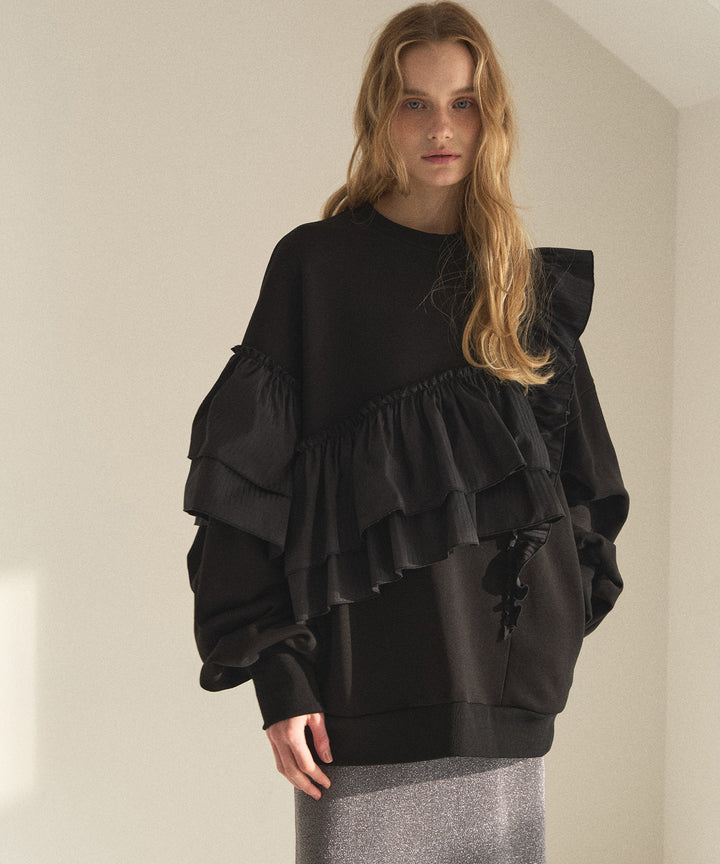 Pinstripe Frill Sweat Pull Over